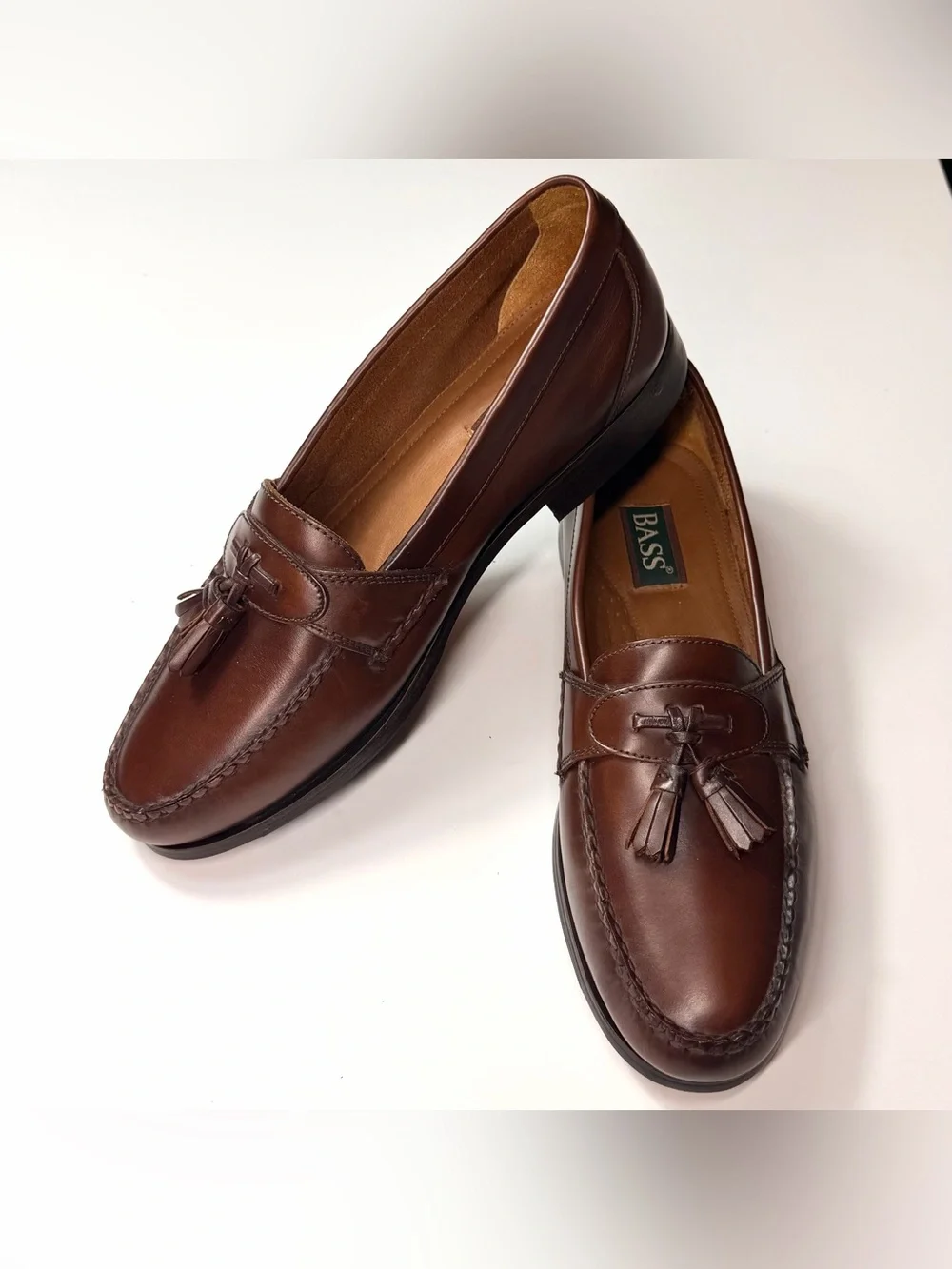 Bass Men's Brown Leather Tassel loafers Shoes Size - 12 M